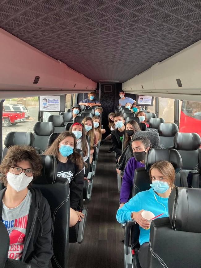 Group traveling safe on tour