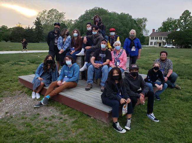 Students posing while exploring 