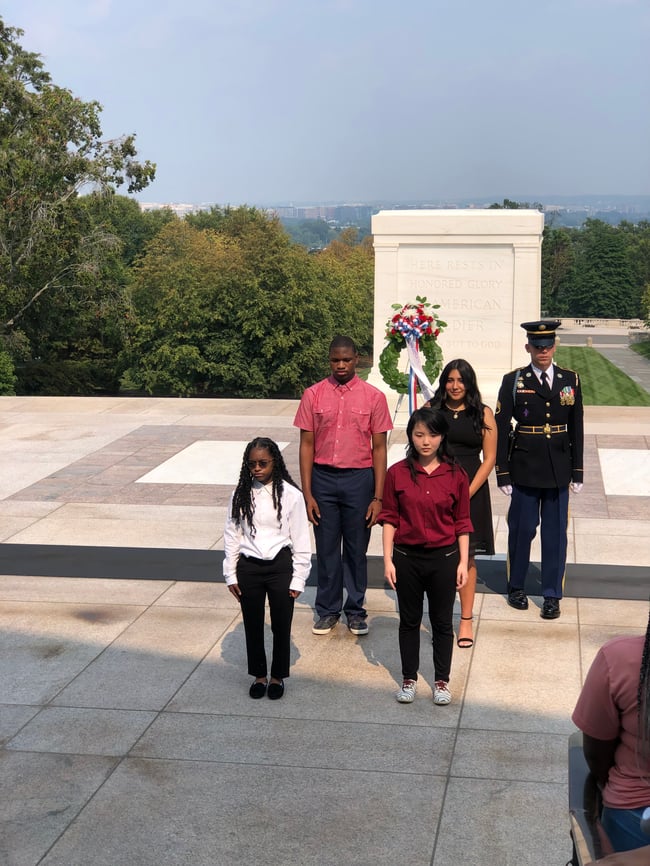 Students participating in Washington tour