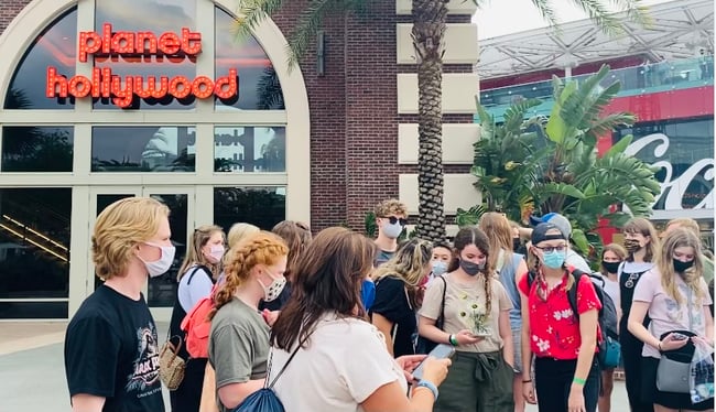 Students enjoying Planet Hollywood