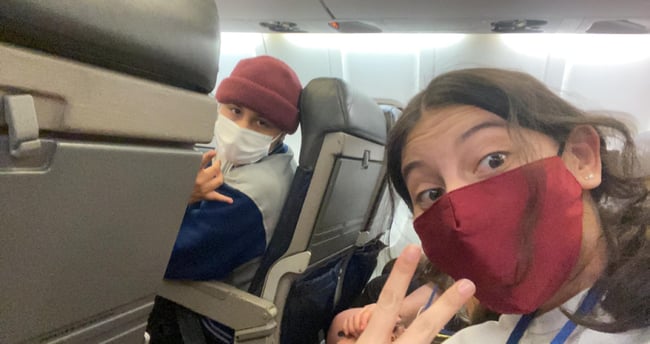Kids safely traveling by plane