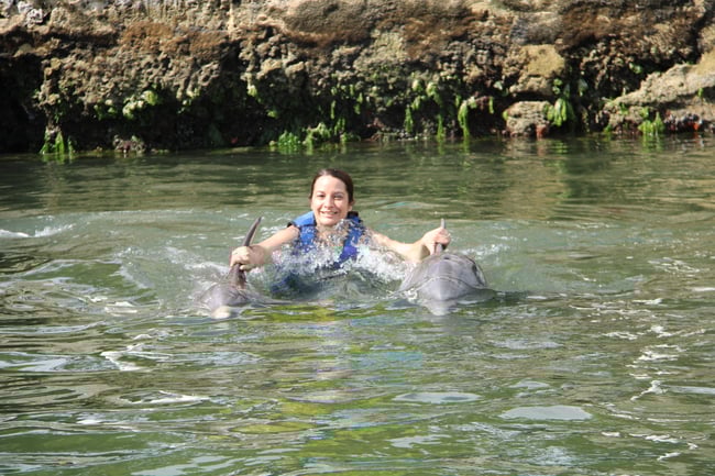 Playing with dolphins in Florida