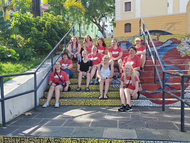 Students posing while on tour