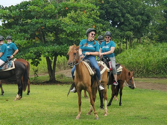 Students enjoying horseback riding