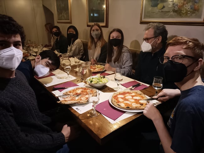 Pizza dinner in Italy