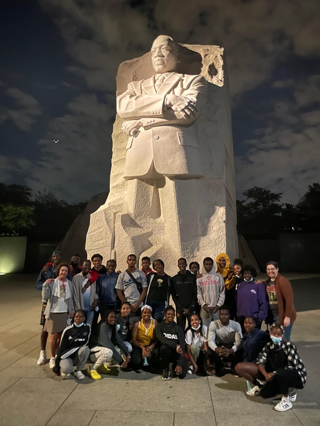 Posing with MLK, Jr. monument